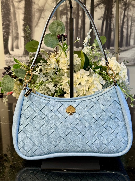 kate spade Handbags - Kate Spade Kayla Woven Leather Small Shoulder Bag Blue NWT Gold Hardware KL026